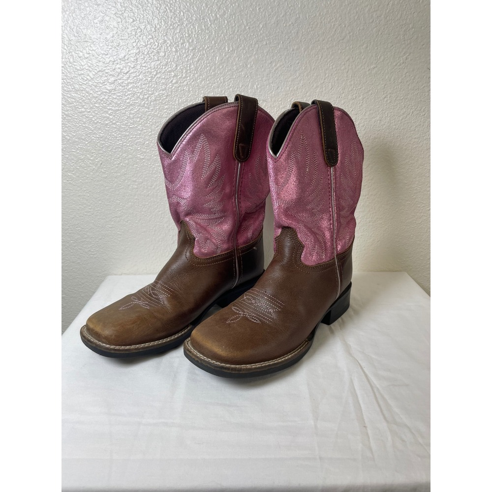 Shyanne Western Boots Kids Size 3D Brown Pink Good Leather Square Toe 20090